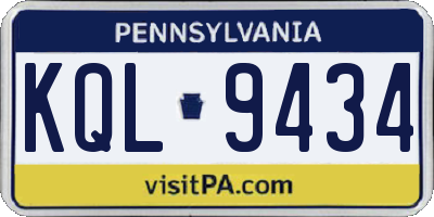 PA license plate KQL9434