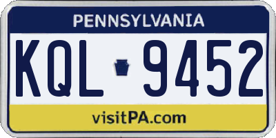 PA license plate KQL9452
