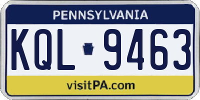 PA license plate KQL9463