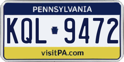 PA license plate KQL9472