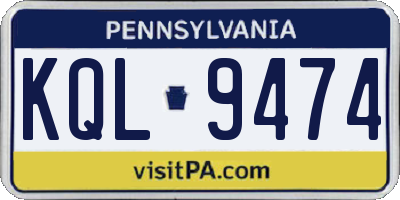 PA license plate KQL9474