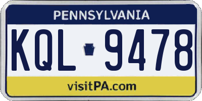 PA license plate KQL9478