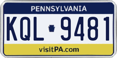 PA license plate KQL9481