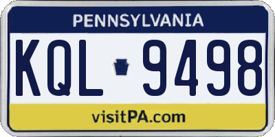 PA license plate KQL9498