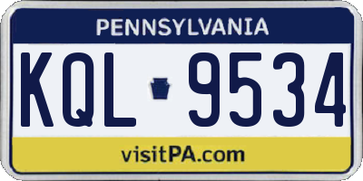 PA license plate KQL9534