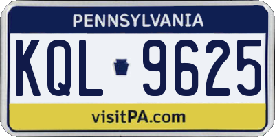 PA license plate KQL9625