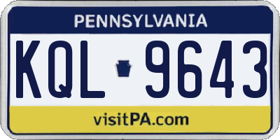 PA license plate KQL9643