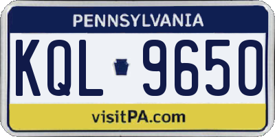 PA license plate KQL9650