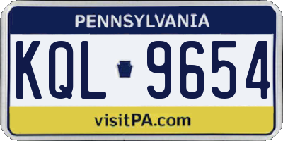 PA license plate KQL9654