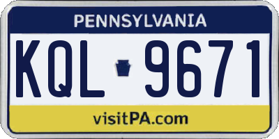 PA license plate KQL9671