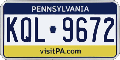 PA license plate KQL9672