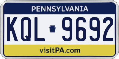 PA license plate KQL9692