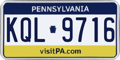 PA license plate KQL9716