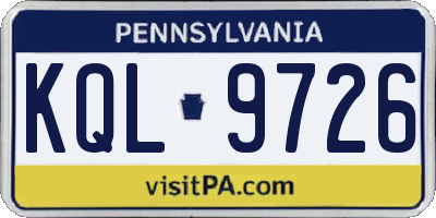 PA license plate KQL9726