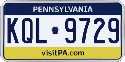 PA license plate KQL9729