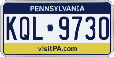 PA license plate KQL9730
