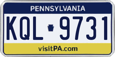 PA license plate KQL9731