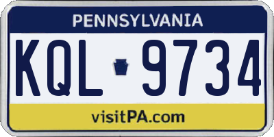 PA license plate KQL9734