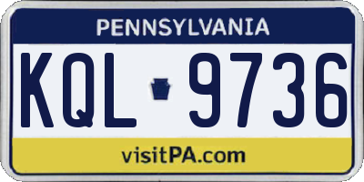 PA license plate KQL9736