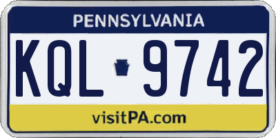 PA license plate KQL9742