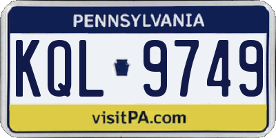 PA license plate KQL9749