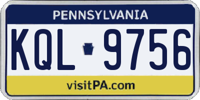 PA license plate KQL9756