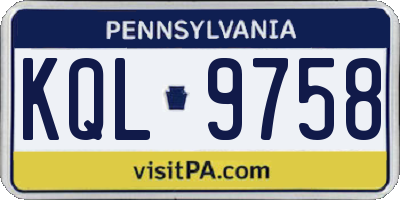 PA license plate KQL9758