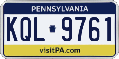 PA license plate KQL9761