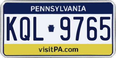 PA license plate KQL9765
