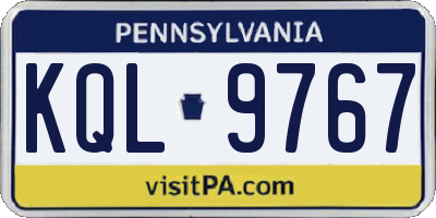 PA license plate KQL9767