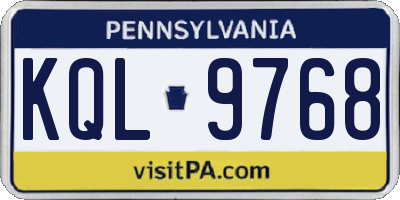 PA license plate KQL9768