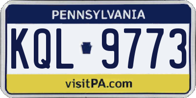 PA license plate KQL9773