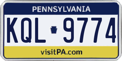 PA license plate KQL9774