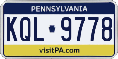 PA license plate KQL9778