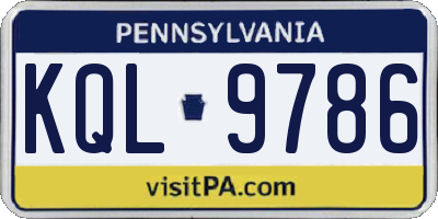 PA license plate KQL9786