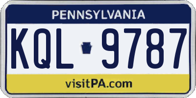PA license plate KQL9787