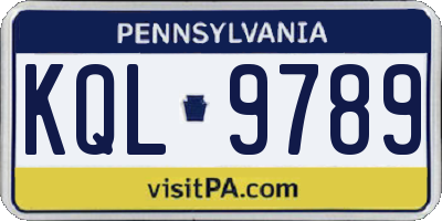 PA license plate KQL9789