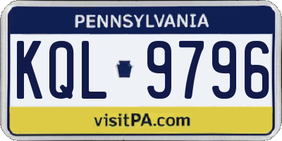 PA license plate KQL9796