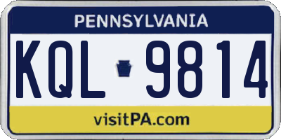 PA license plate KQL9814