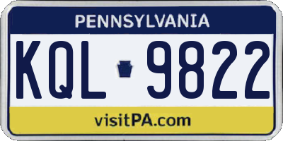 PA license plate KQL9822