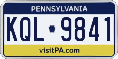 PA license plate KQL9841