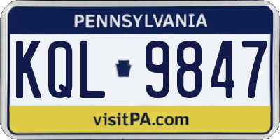 PA license plate KQL9847