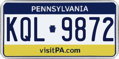 PA license plate KQL9872