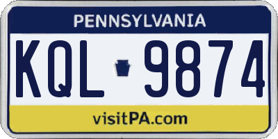 PA license plate KQL9874