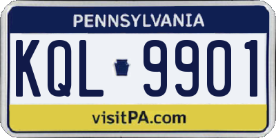 PA license plate KQL9901