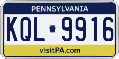 PA license plate KQL9916