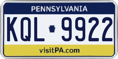 PA license plate KQL9922