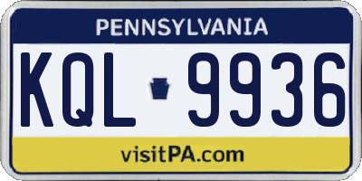 PA license plate KQL9936