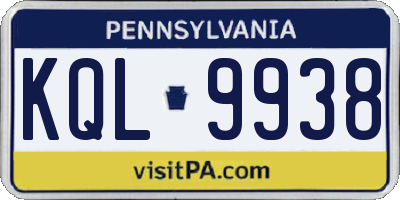 PA license plate KQL9938