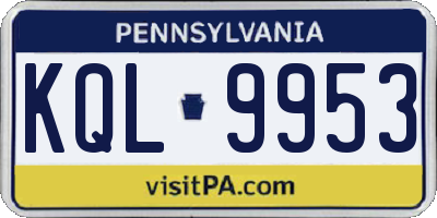 PA license plate KQL9953